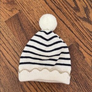 Jacadi Knit Fleece Lined Beanie with Pom Pom